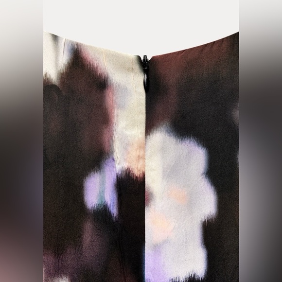 ZARA NWT Medium Abstract Floral Print Flared Hem Dress Fabric Belt MIDI Dress - Picture 13 of 15